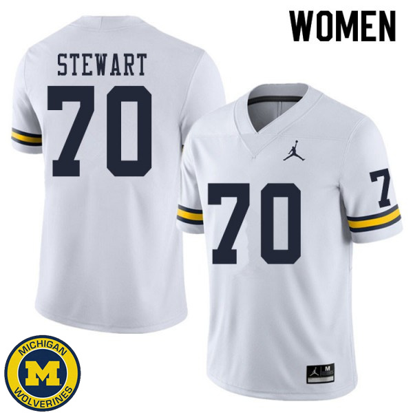 Women's Michigan Wolverines #70 Jack Stewart White University Jersey